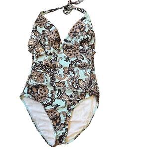 Pursuit One Piece Swimsuit Women S/M Removable Pads Tie Neck Open Back Beach